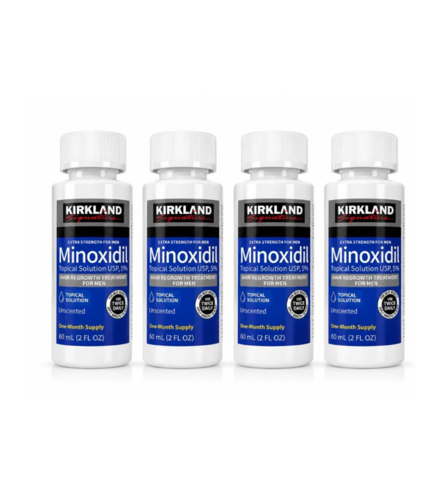 Combo 4 Minoxidil Kirkland 5% Barba e Cabelo para 4 Meses