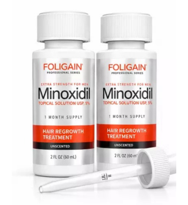 Kit 2 Minoxidil Foligain 5% Barba e Cabelo para 2 Meses